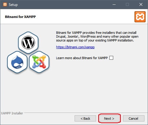 Patrocinado del asistente de XAMPP